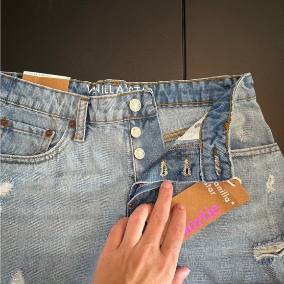Vanilla Star Blue Distressed Jean Shorts - Picture 2 of 7